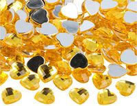 Decoratieve edelstenen van acryl, hart, geel, 14 x 14 mm, 500 stuks.