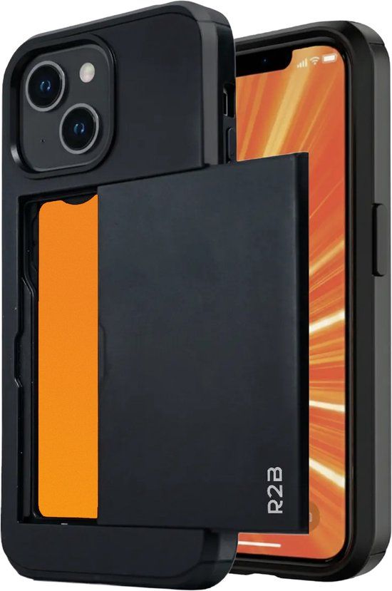 R2B Hoesje geschikt voor iPhone 14 met Pasjeshouder - Zwart