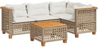 vidaXL 5-delige Loungeset met kussens, polyrattan, beige