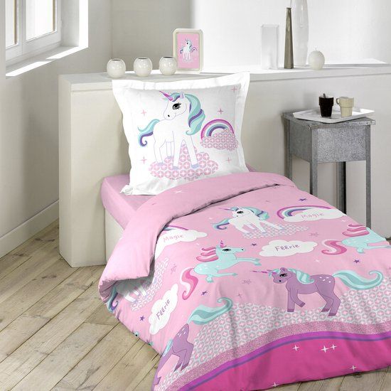 Douceur d'intérieur Dekbedovertrek Unicorn 140x200 cm Katoen Roze