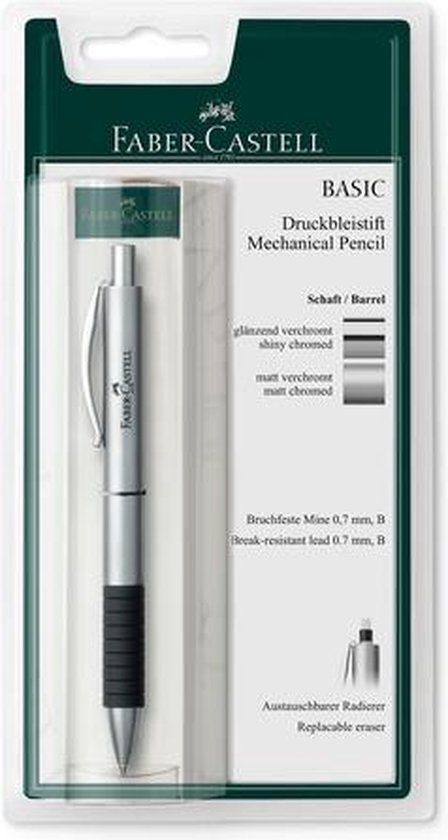 Faber-Castell Basic vulpotlood - metal mat chroom - 0.7 mm - B