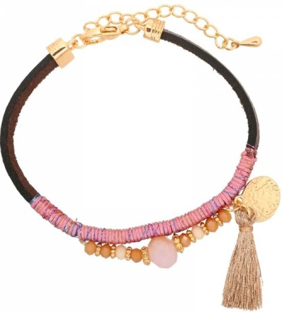 Joboly Ibiza boho armband met kwastje - Dames - Bruin