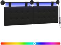 vidaXL Hangend hoofdbord Met LED-verlichting Zwart Kunstleer