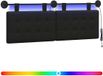 vidaXL Hangend hoofdbord Met LED-verlichting Zwart Kunstleer