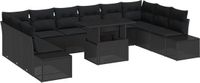 vidaXL Tuinbank - Set - 11 - st - Zwart - poly - rattan