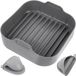 BZMD UG Airfryer Plateau en Silicone Carré Lot - 3 Pièces - 20 cm - Gris