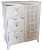 King Collection King Home C656121 commode met 3 laden met hart + Washed deur van Paulownia-hout, wit