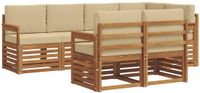 vidaXL - Bank loungeset - 7 zitplaatsen - Natuurlijk en beige - Polyester