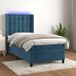 Maison Exclusive - Lit boxspring avec matelas et éclairage LED, bleu foncé, 80x200 cm, velours