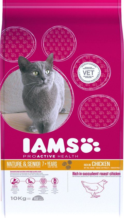 IAMS Senior Droogvoer voor katten vanaf 7 jaar, met kip, 10 kg
