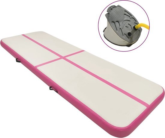 vidaXL - Gymnastiekmat - met - pomp - opblaasbaar - 500x100x20 - cm - PVC - roze