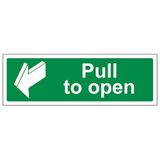 VSafety Pull To Open Deur Sign - 450mm x 150mm - Zelfklevende Vinyl