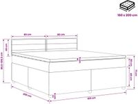 vidaXL Lit plateforme avec matelas, gris clair, 160 x 200 cm, rembourré