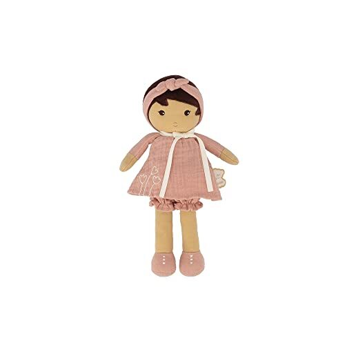 Kaloo - Tederheid – Mijn eerste pop van amandine stof – stoffen pop 25 cm – roze jurk van chiffon – matte huid – mooie geschenkdoos en personaliseerbare band – vanaf de geboorte, K200004