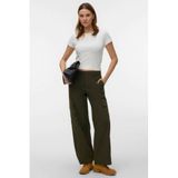 VERO MODA wide leg cargobroek - donkergroen