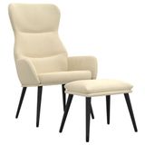 VidaXL Relaxfauteuil met voetenbank stof crèmekleurig