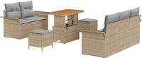 vidaXL Tuinbank Set 8-delig Beige Polyrattan