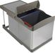 Emuca Recyclingbak voor bodembevestiging en automatische uitschuifbaar in keukenblok 2x16 liter, Plastic en Roestvrij staal