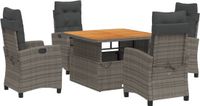 vidaXL 5-delige Tuinset met Kussens Poly Rattan Grijs