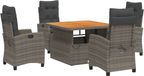vidaXL 5-delige Tuinset met Kussens Poly Rattan Grijs