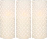 Anna's Collection 3x Luxe LED Kaarsen in Glas D7,5 x H17,5 cm - Warm Wit Licht - Met Timer