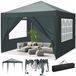 Pavillon pliable 3x3m Pop Up Pavillon, imperméable et protection UV 50+, tentes de réception avec 4 parois latérales, pour camping jardin mariage plage, gris