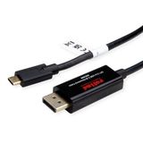 Roline USB Type C - DisplayPort, v1.2, bidirectionele adapterkabel, M/M, 2 m