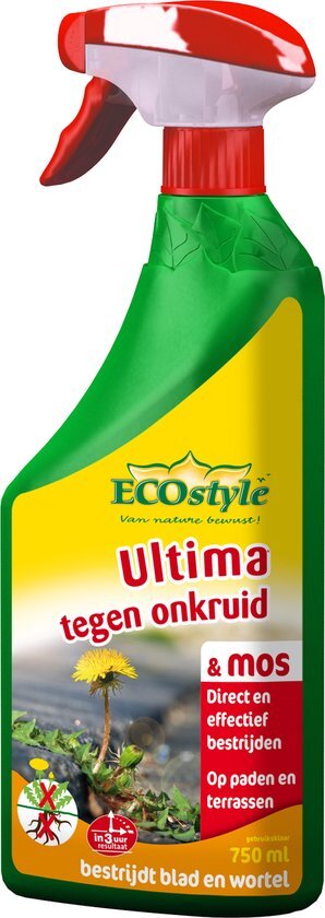 ECOSTYLE Ultima onkruid & mos - bestrijdt wortel en blad - spray 750 ml Tegen onkruid & mos op paden en terassen