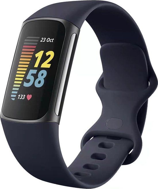 iMoshion Bandje Fitbit Charge 6 / Charge 5 - Donkerblauw - Siliconen - S/M