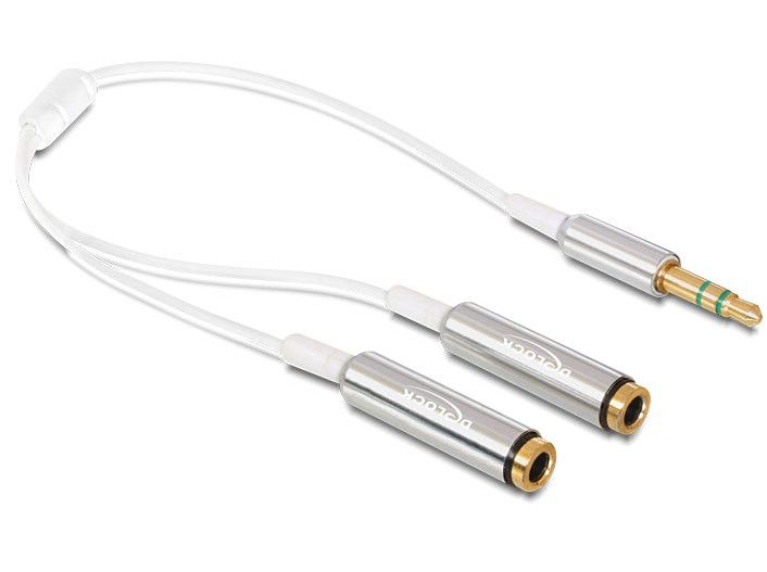 DeLOCK 65355 - Audio kabel - 0,25 m - Wit, Zilver