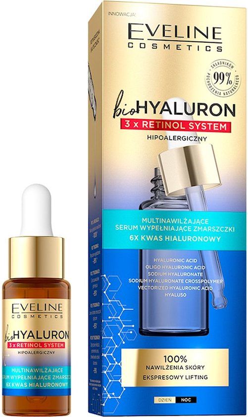 Eveline Cosmetics BioHyaluron 3x Retinol System Multi-Moisturizing Wrinkle Filling Serum 18ml