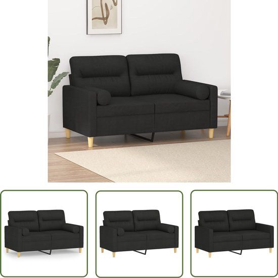 vidaXL Tweezitsbank met sierkussens 120 cm stof zwart