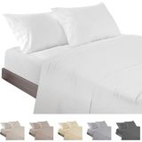 ECOMMERC3 Bedlakenset, 4-delig, voor bedden met 200 cm, gefabriceerd in Spanje, beddengoed met hoeslaken, dekbedovertrek en 2 kussenslopen, 45 x 110 cm, wit