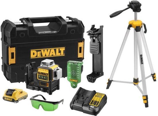 DeWalt DCE089D1GTRI 10.8V Li-Ion accu Kruislijnlaser in koffer (1x 2,0Ah accu) + statief - 30m