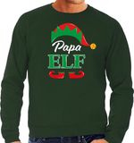 Bellatio Decorations foute Kersttrui - Papa elf - groen - heren - XL