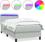 vidaXL Boxspring met matras en LED fluweel lichtgrijs 80x210 cm