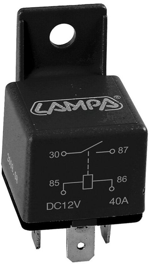 Lampa Viaautoshop Relais 12V 30A 4 polig Universeel Zwart