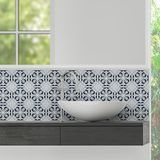 Ambiance Sticker Zelfklevende tegelmuurstickers voor keuken en badkamer - 9 cementtegelstickers, Azulejos Giselda-design - 9 stickers, 10x10 cm