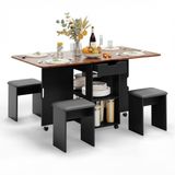 Ensemble de salle à manger pliable avec 4 tabourets rembourrés