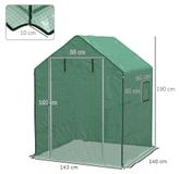 Buitenkast - Buitenkast - Geschikt voor 140 x 143 x 190 cm - Met raam - Deur met rits - UV-bestendig - Waterdicht - Lichtgroen