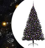 vidaXL Kunststof Voorverlichte Kerstboom met 300 LED Zwart 210 cm PVC