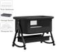 Lit bébé - Lit enfant - 3-en-1 - Pliable - Hauteur réglable - Roulettes pivotantes - Cadre en métal avec moustiquaire - Noir