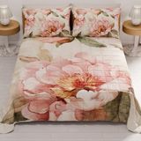 PETTI Artigiani Italiani Sprei voor Frans bed, 220 x 260 cm, 100 g/m², omkeerbaar, licht dekbed, bloemenpatroon 20, 100% Made in Italy