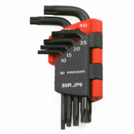 Facom Haakse stiftsleutels Resistorx® korte set in scharnierende houder, 6-delig