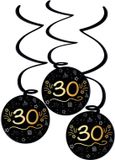 Folat Shining Glam Swirls 30 Jaar - Zwart - 3 Stuks