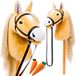 Hoofly® Hobby Horse – Groot stokpaard voor kinderen (A3) met hoofdstel en 40 cm schroefstok – Realistisch en zacht hobby horse – Beige (Haflinger)
