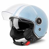 VINZ Helmets Arenas Jethelm met Zonnevizier - Scooterhelm voor Dames - Motorhelm & Brommerhelm - Licht Blauw - Maat M