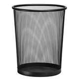 D.RECT Prullenbak voor kantoor, 19 liter, afvalemmer, prullenbak van draadgaas, afvalemmer, metaal, rond, XXL, zwart