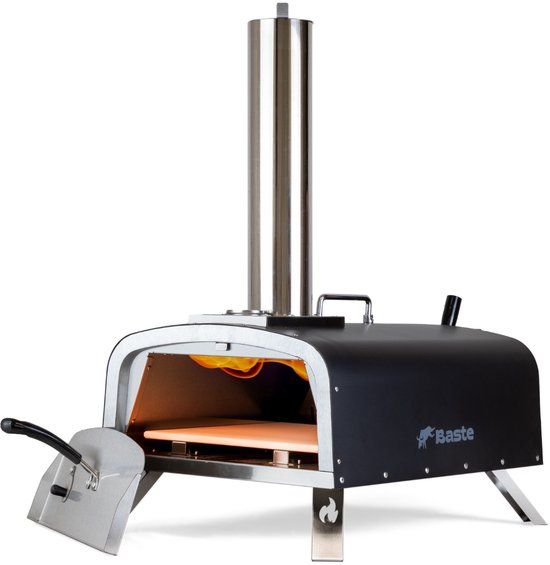 BASTE pizzaoven buiten houtgestookt - RVS - Zilver - Enkel - 34cm Pizza Diameter