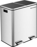 Songmics Prullenbak 60L - Pedaalemmer - Roestvrij Staal - Afvalscheidingssysteem - 2 x 30 liter